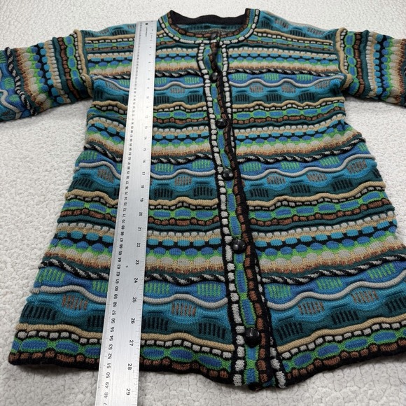 Coogi Style Cardigan Sweater Womens M Colorful Textured Knit Retro 90s Chunky 3D - Picture 6 of 6